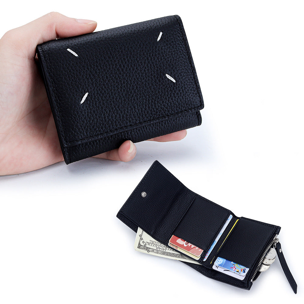 Women's Pure Cowhide Short Fashion Genuine Leather Purses