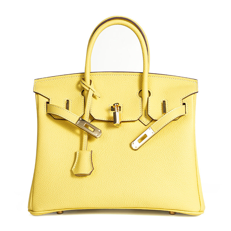 Women's Line First Layer Cowhide Handmade Litchi Grain Handbags