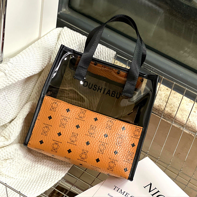 Women's Fashion Cute Translucent Bear Large Capacity Handbags