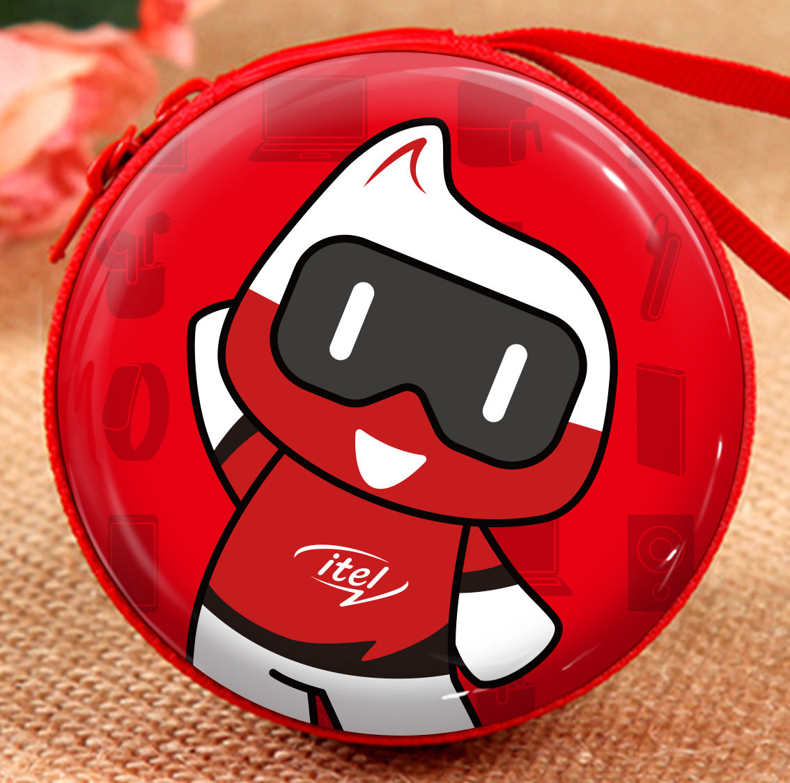 Tinplate Adjustable Pattern Round Zipper Earphone Coin Purses