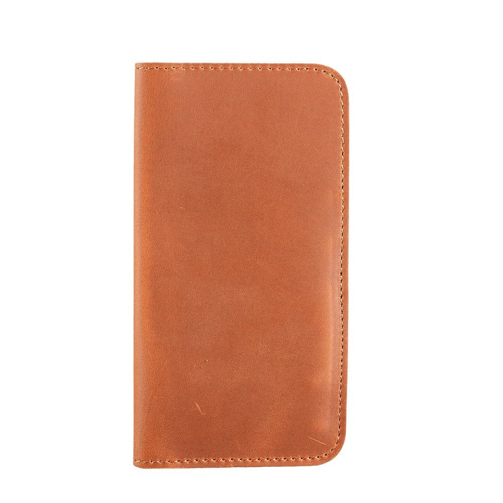 Men's Leather Crazy Horse Long Ticket Receipt Men's Wallets
