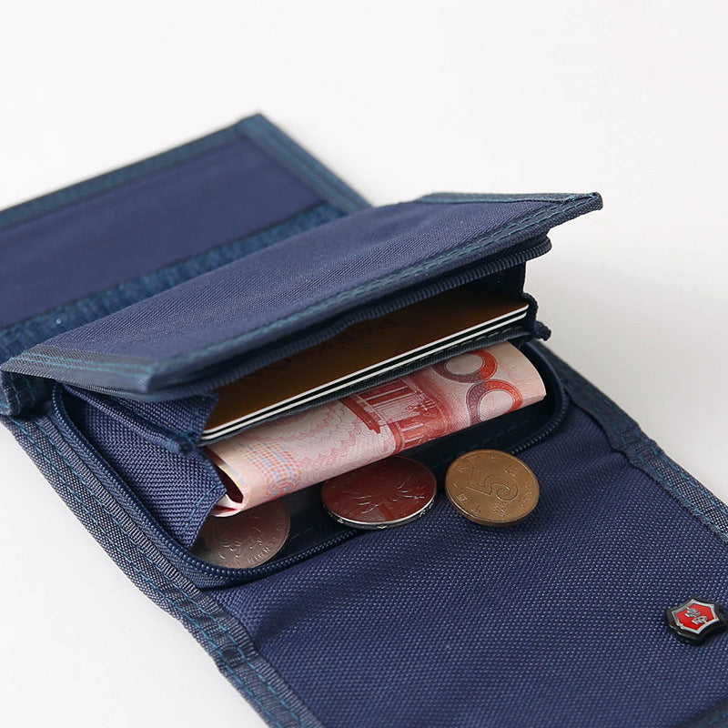 Men's Pure Color Korean Cloth Off Short Style Canvas Folding Purses