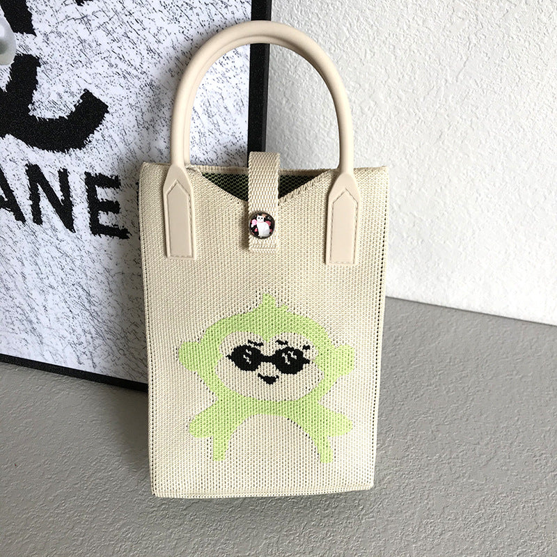 Women's Mobile Cat Knitted Portable Storage Korean Handbags