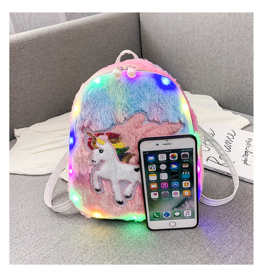 Popular Plush Cartoon Rabbit Pegasus Luminous Backpacks