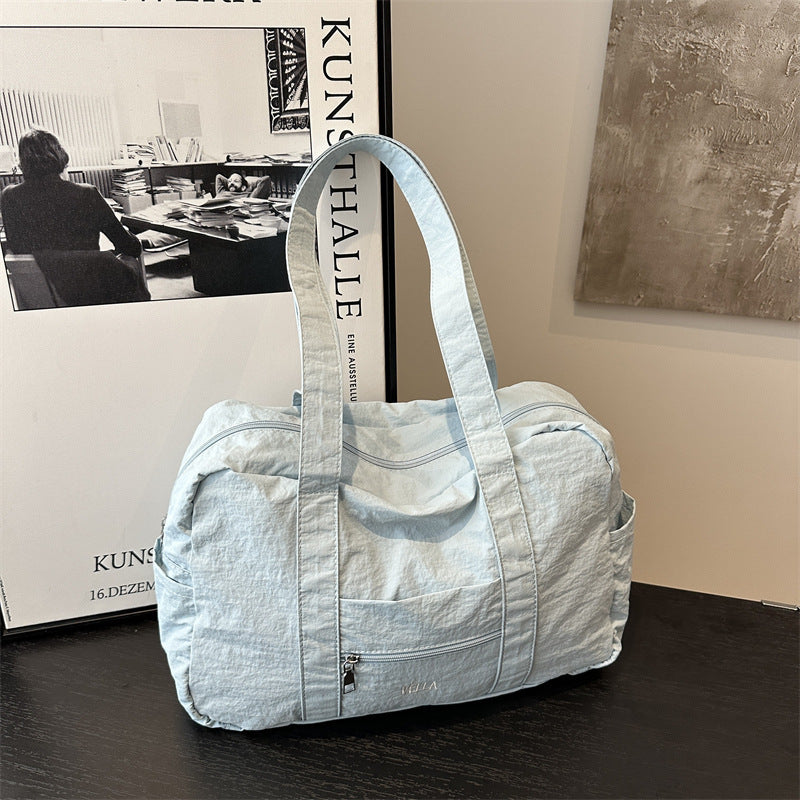 Simple Solid Color Tooling Style Leisure Large Women's Shoulder Bag
