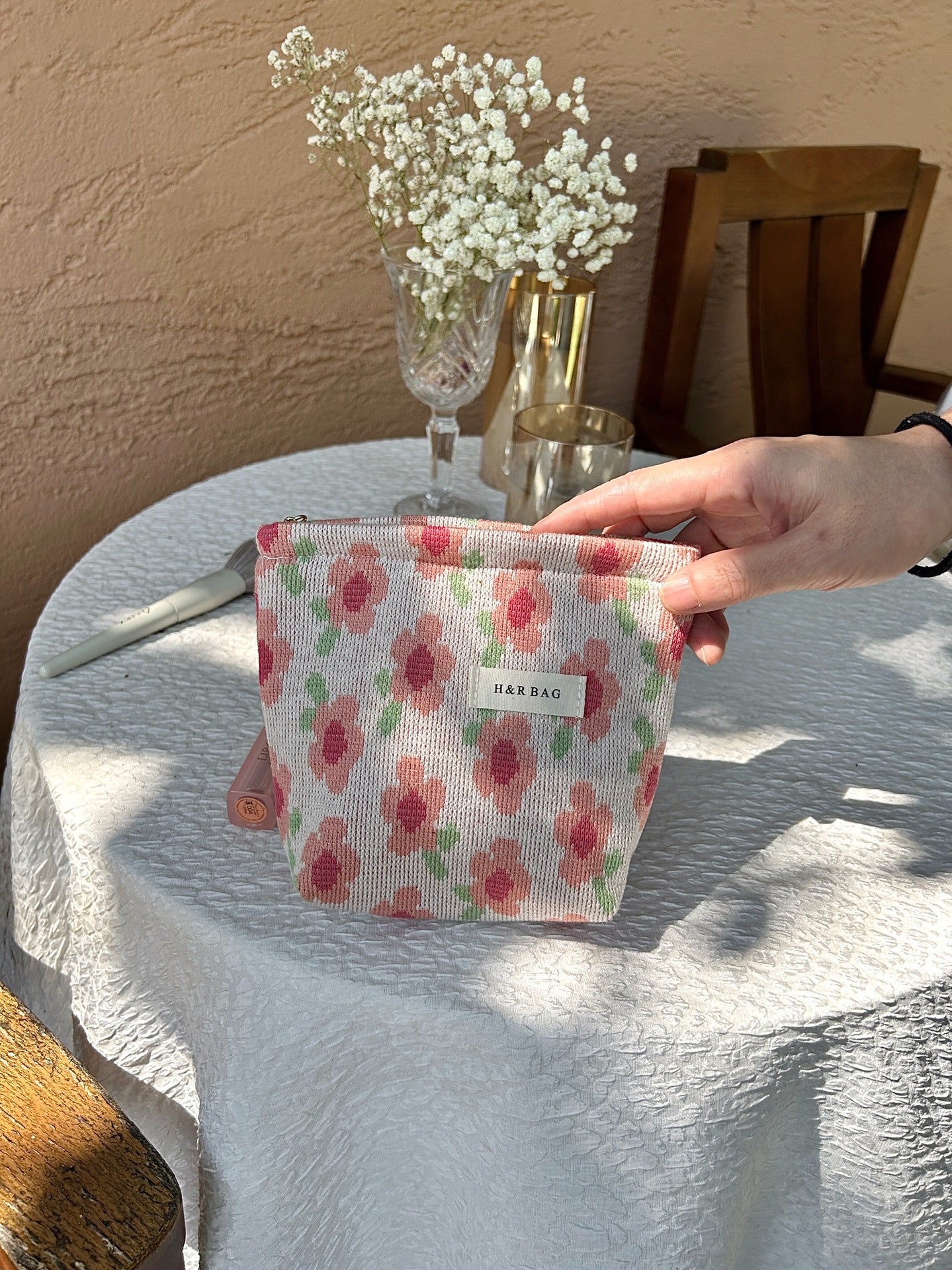 Casual Fresh Yarn-dyed Large Capacity Buggy Cosmetic Bags
