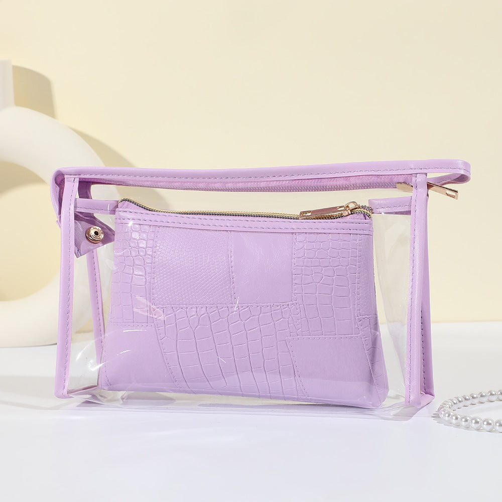 Women's Simple Crocodile Pattern High-grade Large Capacity Storage Waterproof Portable Cosmetic Bags