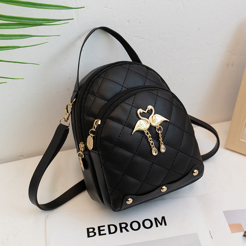 Fashion Embroidery Rhombus Cute Hardware Decoration Backpacks