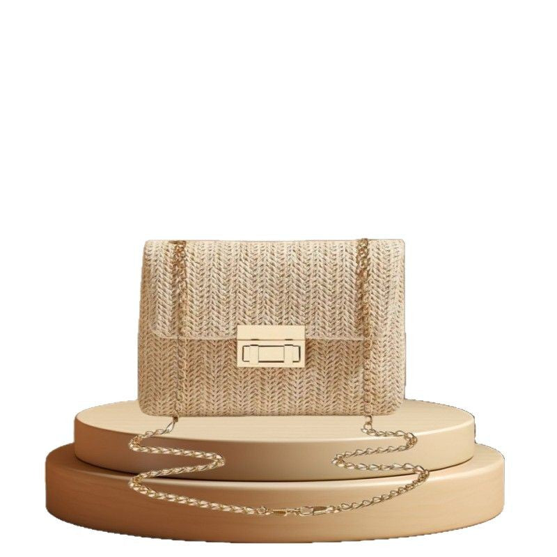 Women's Trendy Sweet Style Fashion Straw Double-headed Women's Messenger Bag