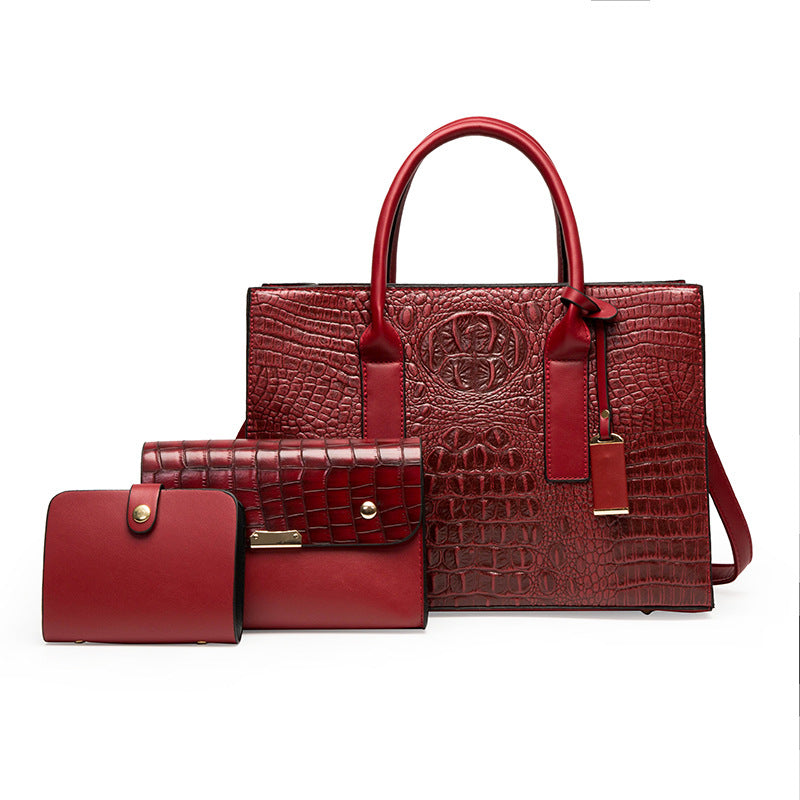 Women's Retro Crocodile Pattern Portable Large Capacity Women's Shoulder Bag