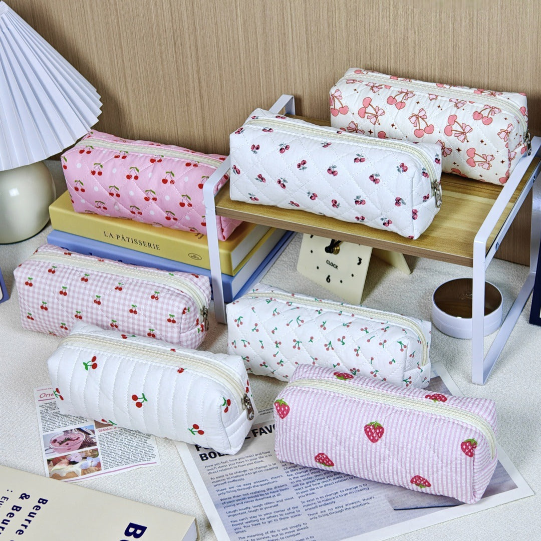 Wind Large Capacity Fabric Bow Printing Buggy Minority Simple Stationery Bags