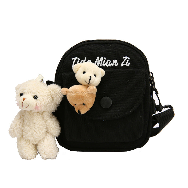 Women's Trendy Bear Canvas Simple Style Women's Messenger Bag