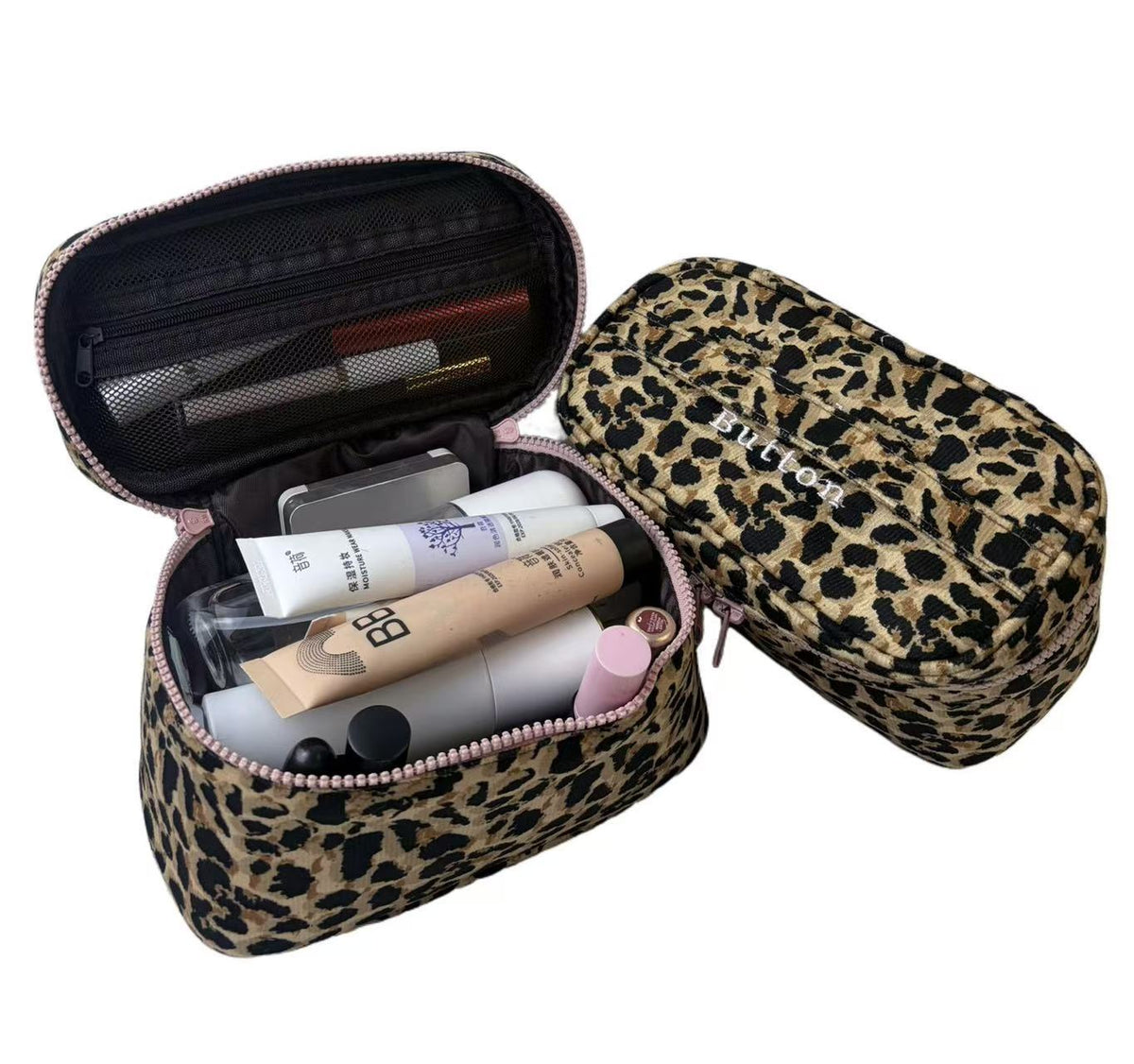 Women's High-grade Leopard Print Large Capacity Cosmetics Makeup Bag