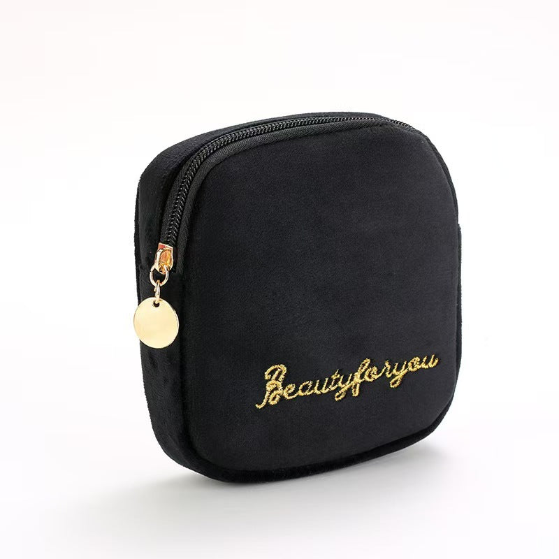 Plush Good-looking Storage Flannelette Large Capacity Embroidery Cosmetic Bags