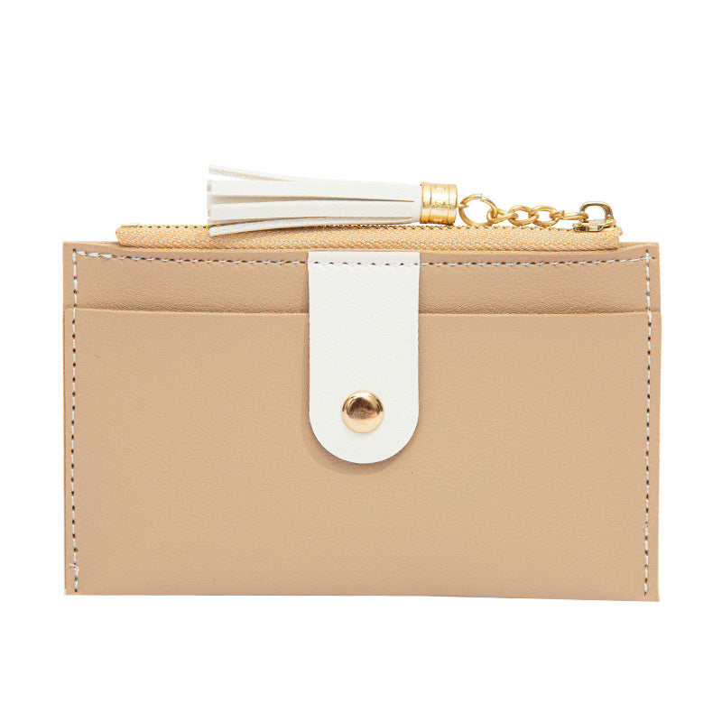 Women's Tassel Multiple Slots Stitching Contrast Color Ladies Wallets