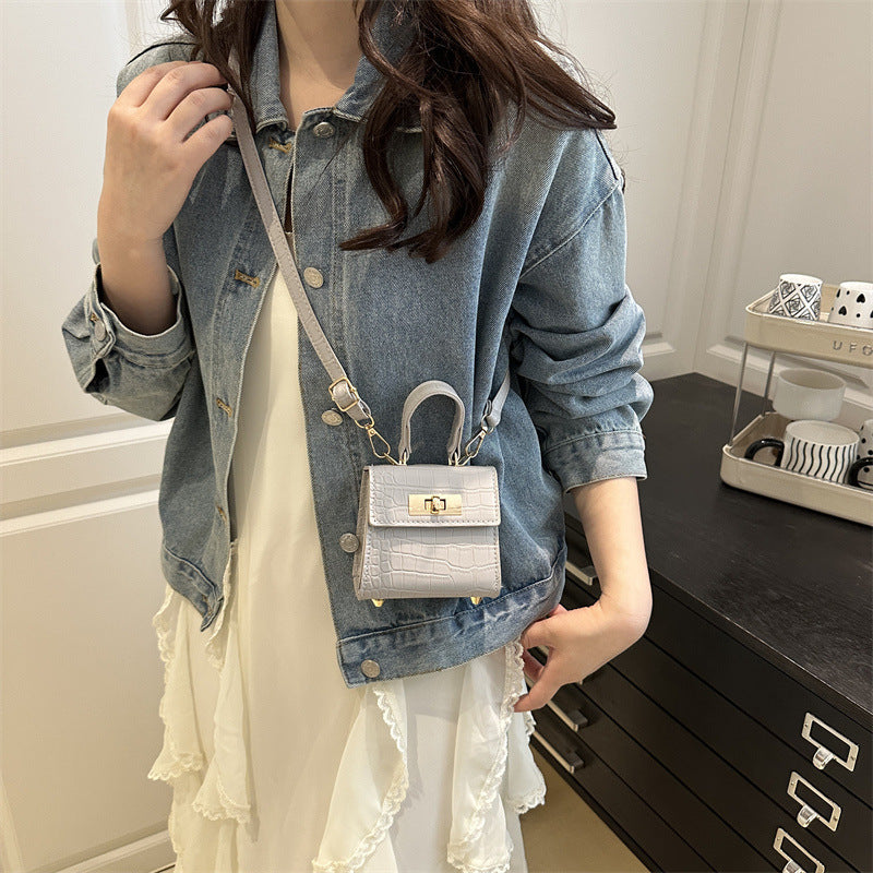 Retro Simple Graceful Summer Solid Color Textured Stone Pattern Fashion Women's Shoulder Bag
