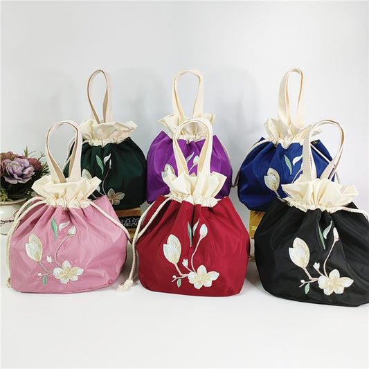 Versatile Embroidered Vintage Silk Cloth Mobile Handbags