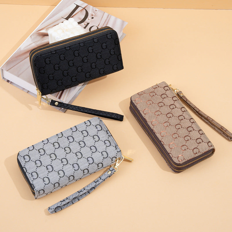 Women's Printed Large Letter Fashion Double Pull Capacity Multiple Slots Ladies Wallet