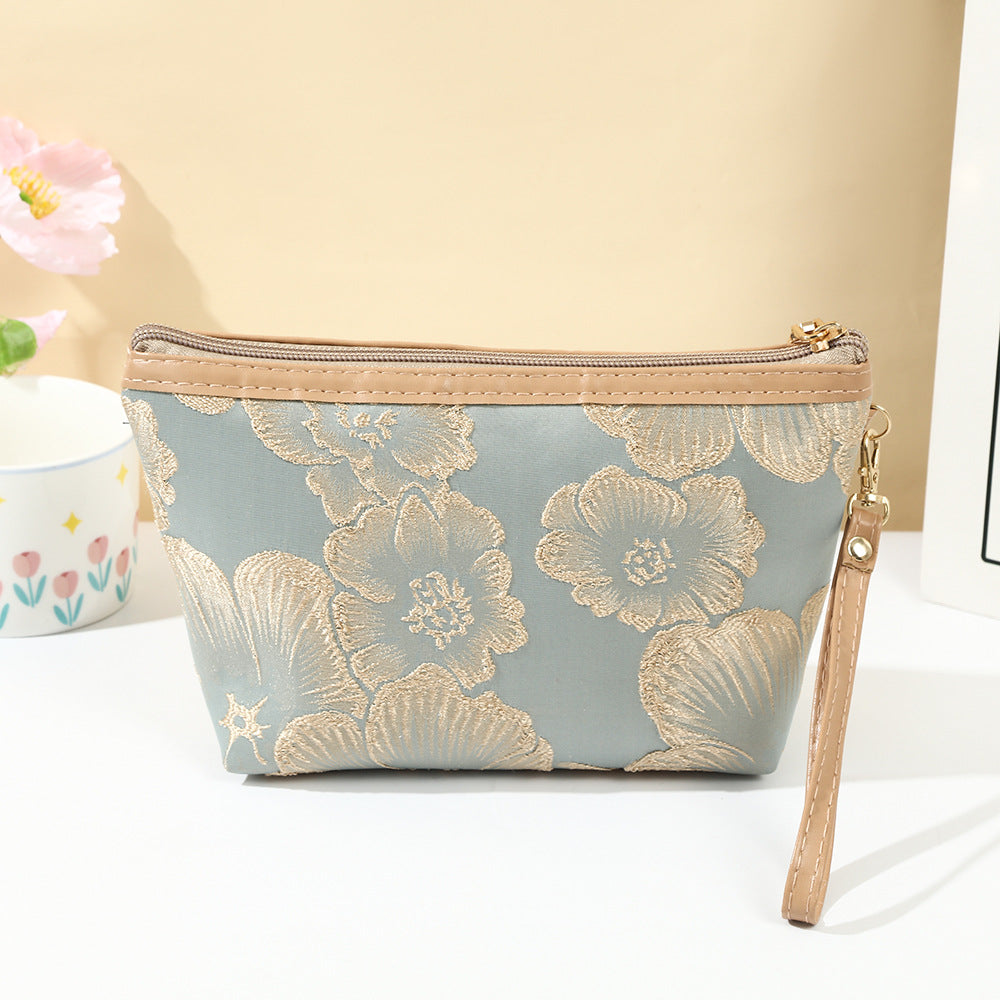 Vintage Flower Fashion Clutch Large Capacity Portable Makeup Bag