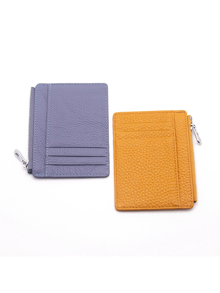 Genuine Leather Zipper Double-sided Driving License First Card Holder
