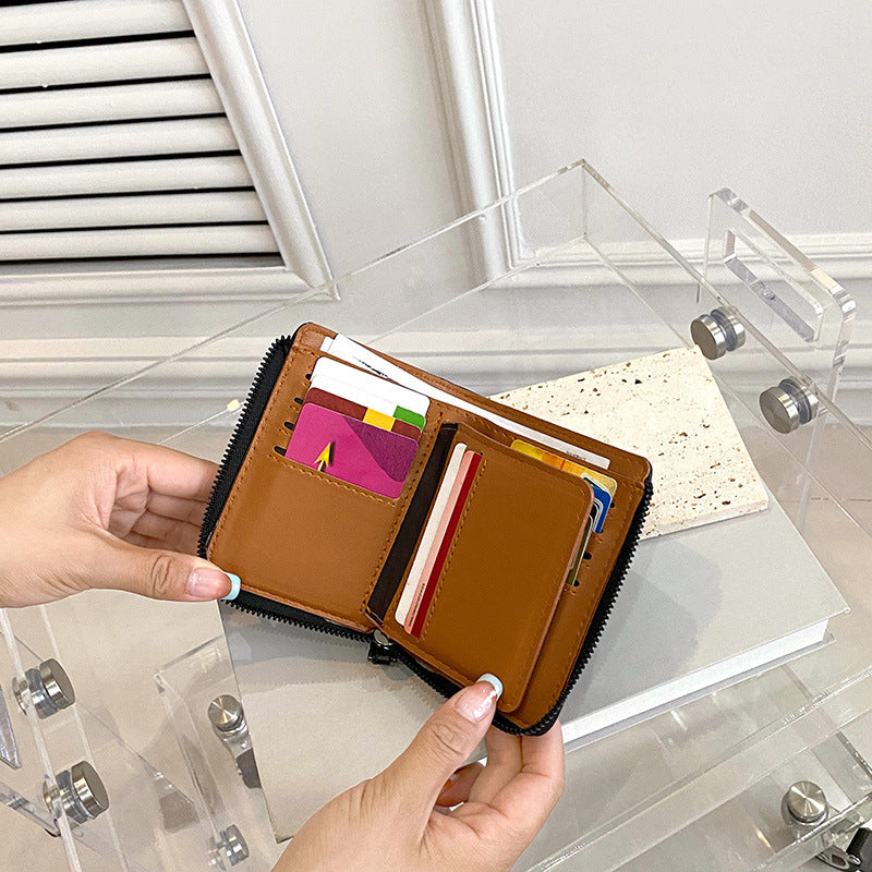 Men's Short Vintage Zipper Fashion Certificate Cash Men's Wallets