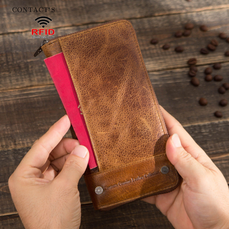 Men's Black Angel Retro Crazy Horse Leather Men's Wallets