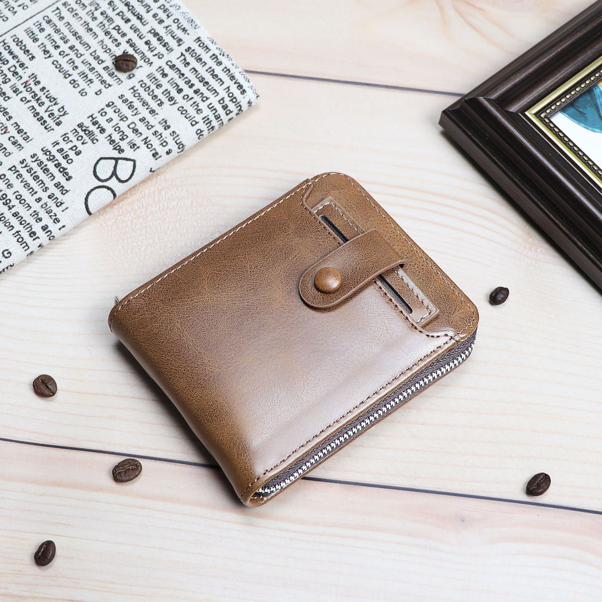 Men's Short Large Capacity External Zipper Portable Men's Wallet