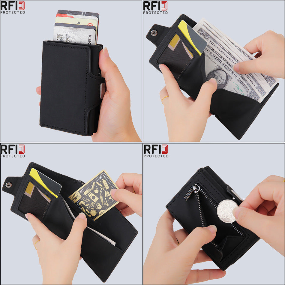 Men's Aluminum Alloy Zipper Carbon Fiber Metal Men's Wallets