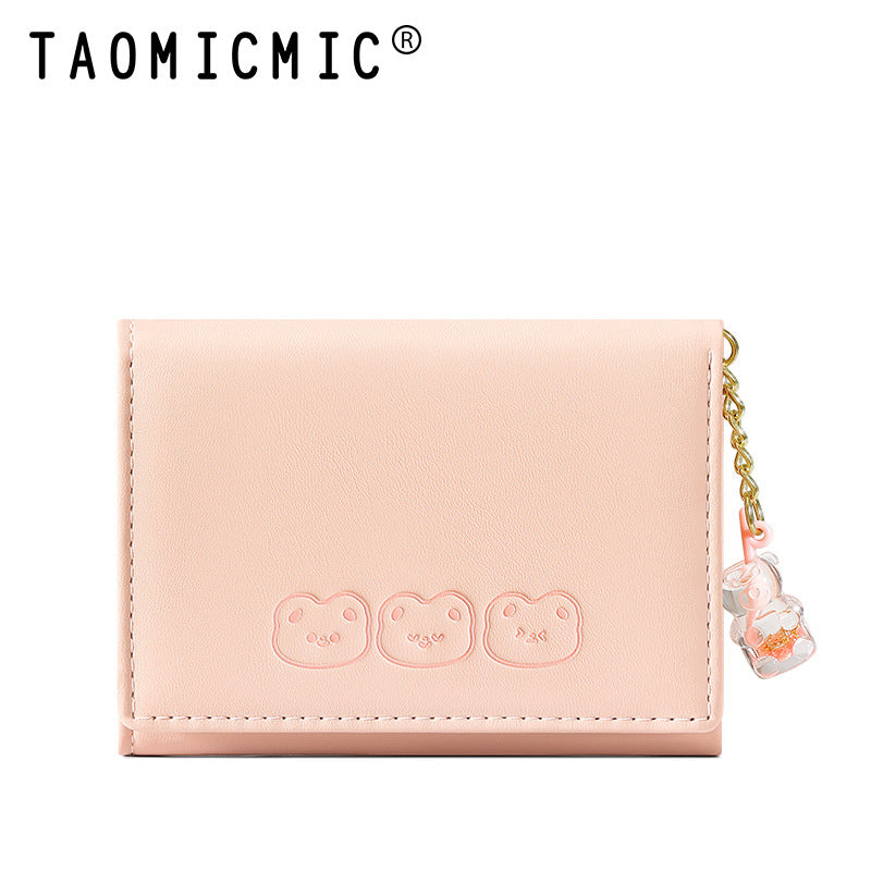 Women's Cute Pendant Korean Style Three-fold Large Ladies Wallets