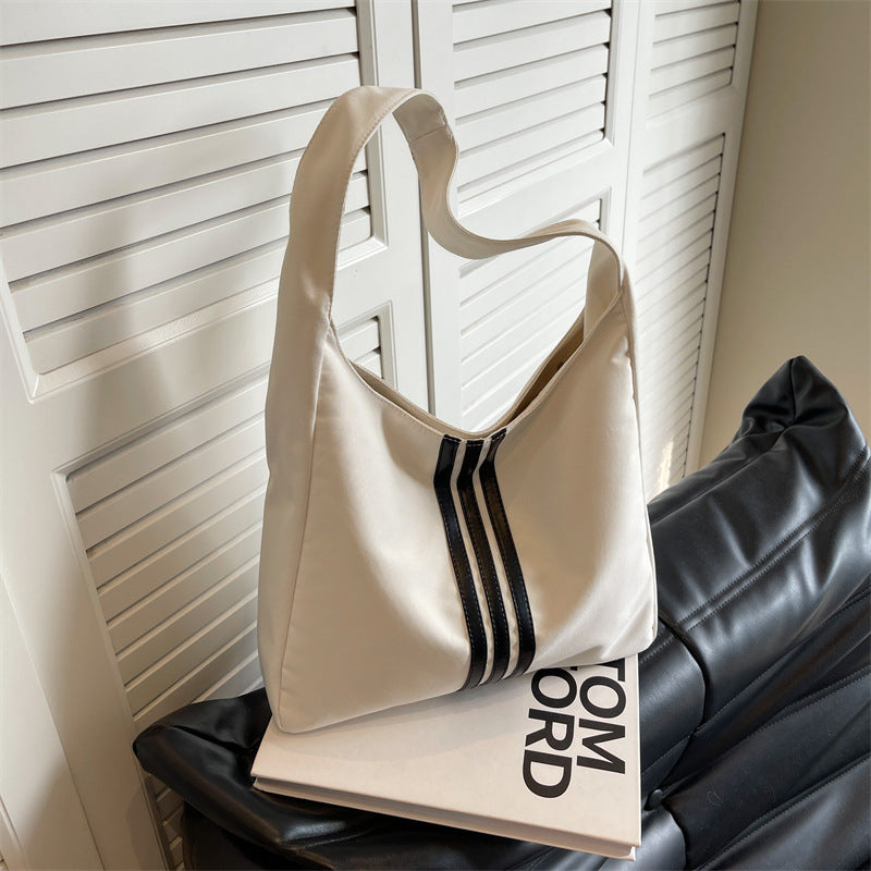 Women's Color Three Bars Simple Lightweight Underarm Large Bags