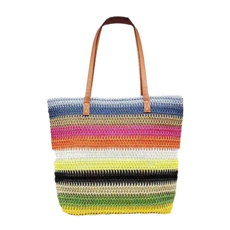 Color Handmade Environmental Protection Toilet Paper Straw Seaside Women's Shoulder Bag