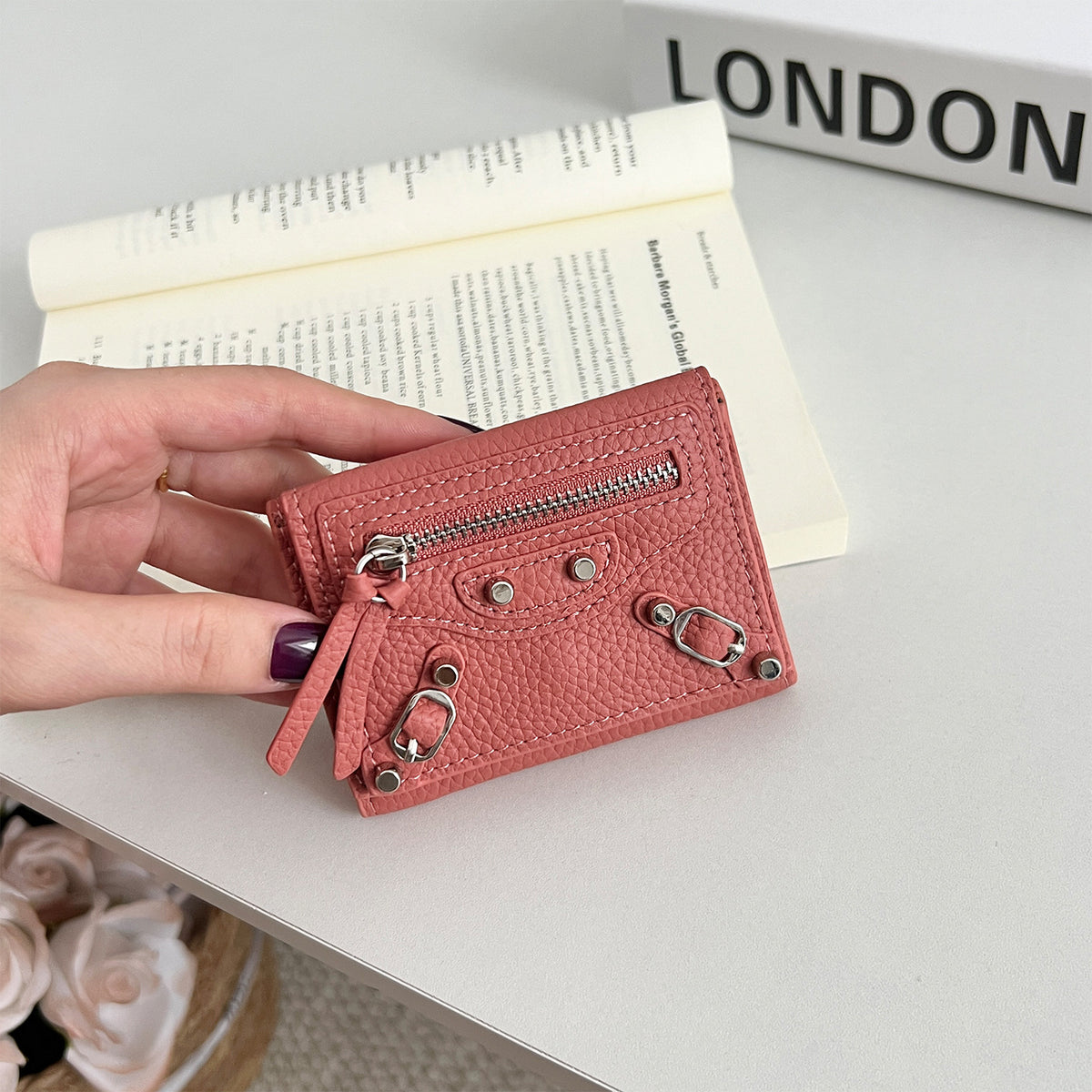 Women's Genuine Leather Short Full Compact Mini Fashion Motorcycle Ladies Wallet