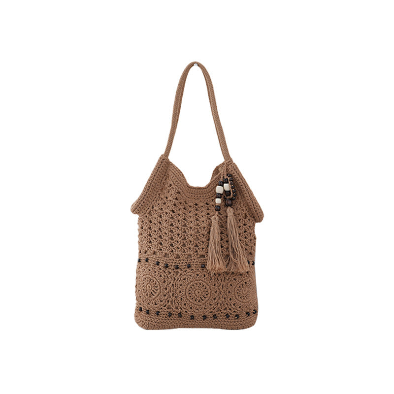 Niche Hit Large Capacity Chinese Knitted Seaside Vacation Style Women's Shoulder Bag
