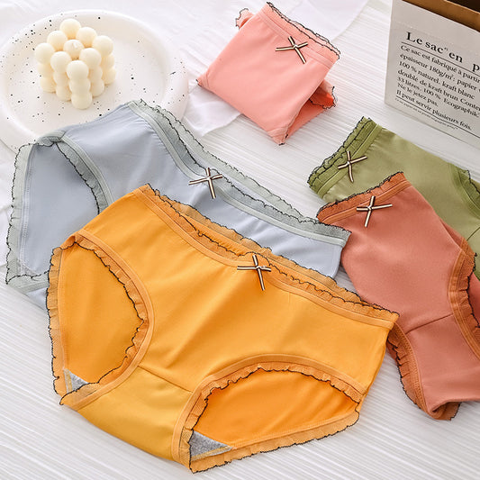 Women's Mid Waist Breathable Underwear Cute Sweet Panties