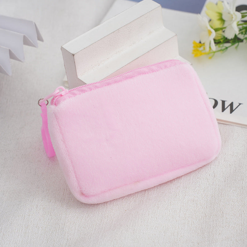 Glamorous Color Candy Plush Earphone Simple Coin Purses
