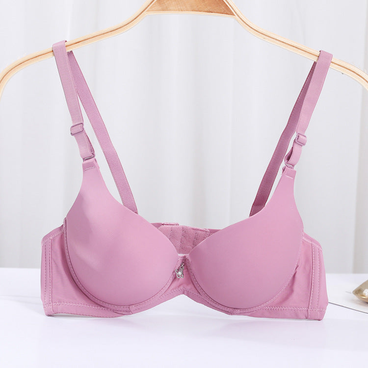 Women's Glossy Solid Color Adjustable Push Up Everyday Bras
