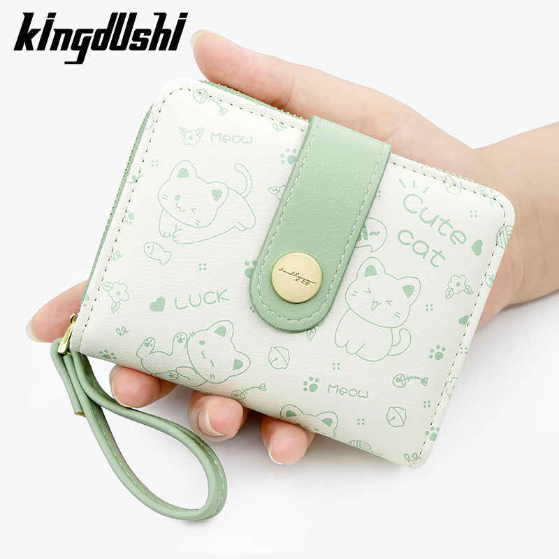Women's Short Simple Cute Kitten Clutch Ladies Wallet