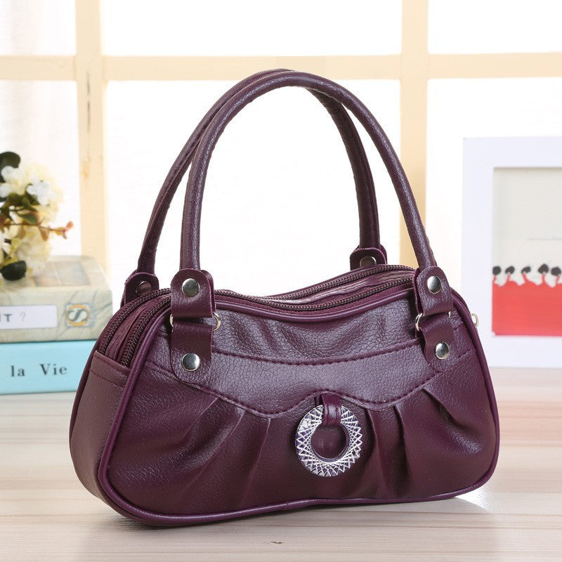 Women's Double Pocket Mom Shopping Leather Change Bags