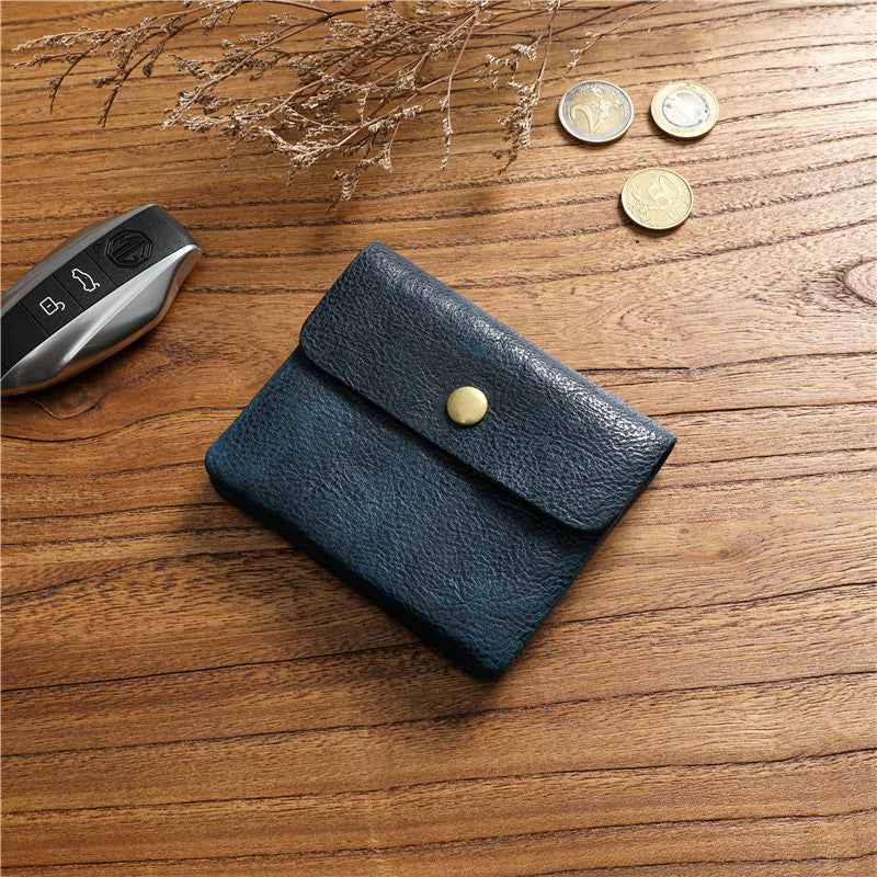 Women's & Men's Vegetable Tanned Leather Cowhide Short Genuine Leisure Simple Green Ladies Wallet
