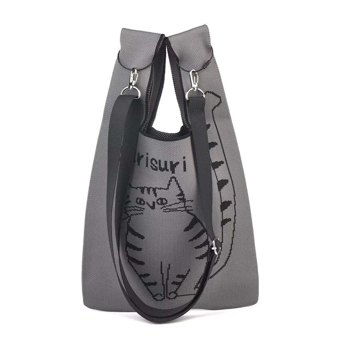 Versatile Cartoon Cat Hand Vest Knitted Handbags