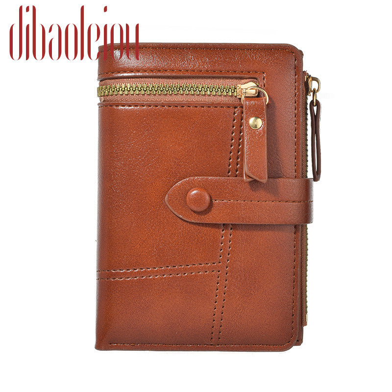 Women's Fashion Short Leather Zipper Folding Coin Purses
