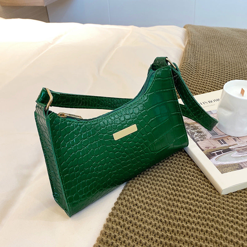 Women's Crocodile Pattern Underarm Korean Style Minority Shoulder Bags