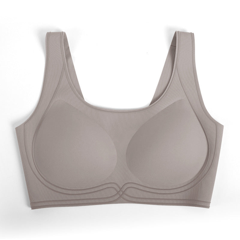 Printed Antibacterial Fixed Cup Seamless Underwear Wide Shoulder Bras