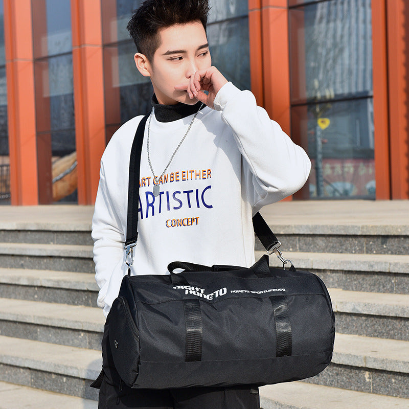 Separation Independent Shoe Warehouse Short-distance Portable Round Barrel Gym Bags