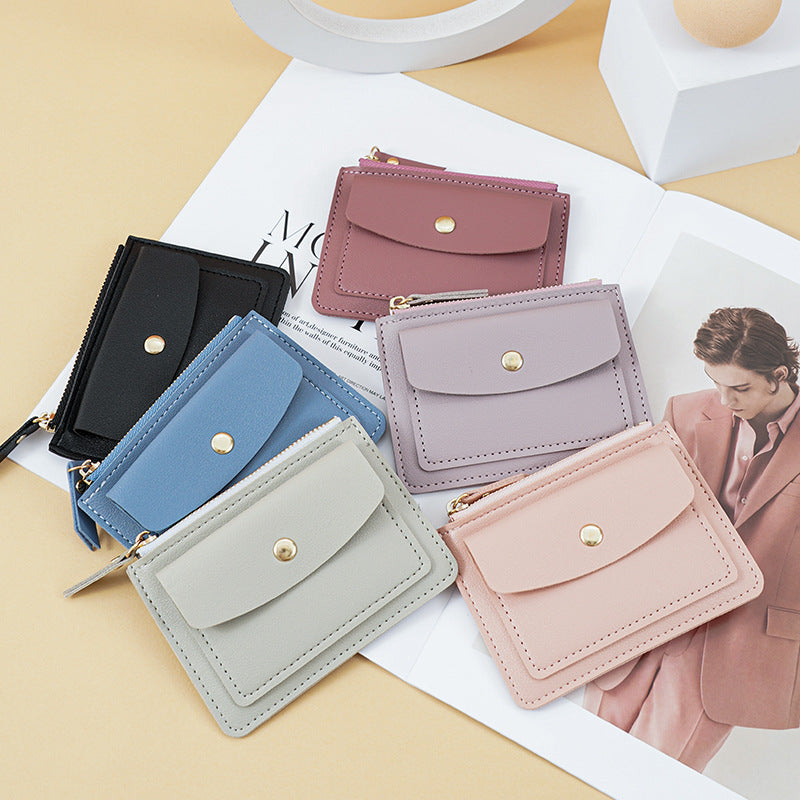 Women's Multifunctional Short Chic Simple Zipper Hasp Card Holder