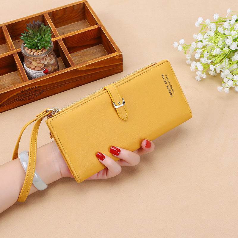 Women's Korean Solid Color Large Capacity Wrist Ladies Wallets