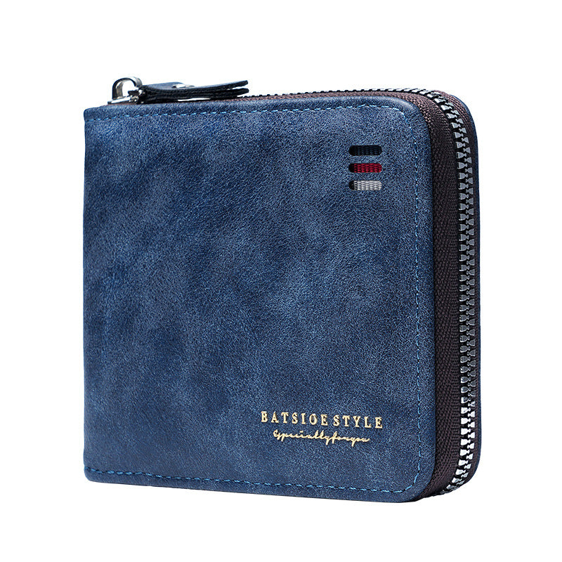 Men's Vintage Zipper Short Multiple Slots Fashion Men's Wallets