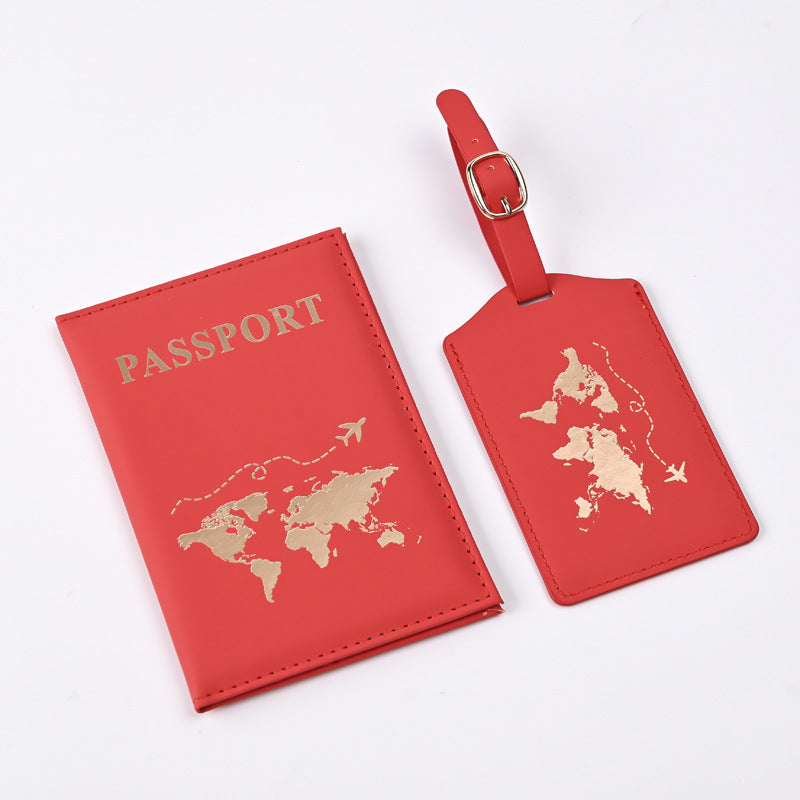 Trend Map Bronzing Passport Cover Tag Ticket Luggage