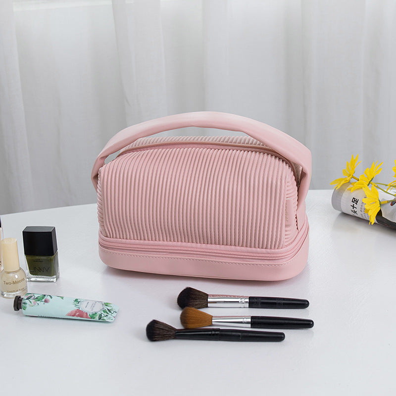 Women's Cream Toast Large Capacity Portable Storage Cosmetic Bags