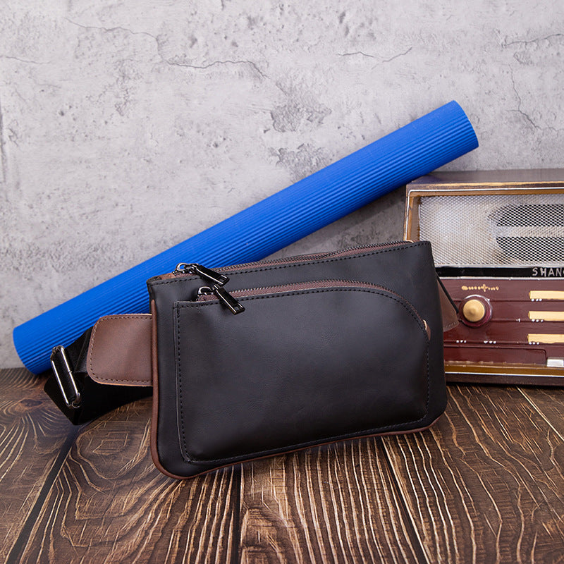 Innovative Men's Leather Cashier Mobile Retro Men's Waist Packs